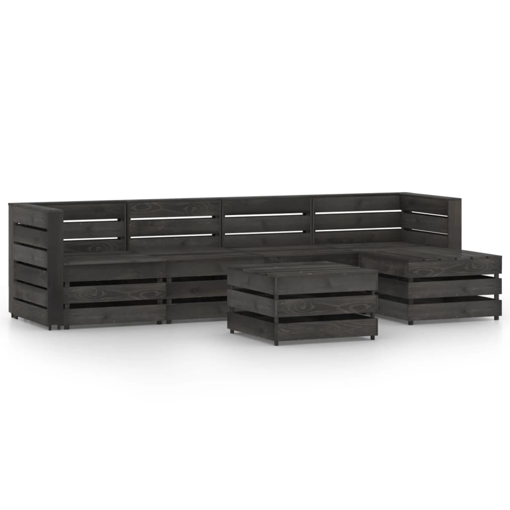 VidaXL 6-delige Loungeset grijs geïmpregneerd grenenhout