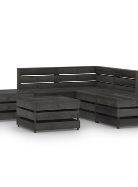 VidaXL 6-delige Loungeset grijs geïmpregneerd grenenhout