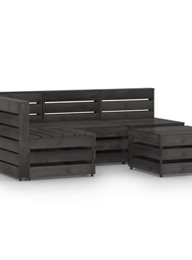VidaXL 5-delige Loungeset grijs geïmpregneerd grenenhout