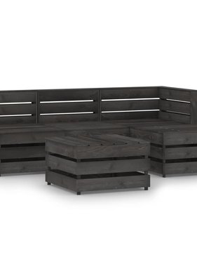 VidaXL 5-delige Loungeset grijs geïmpregneerd grenenhout