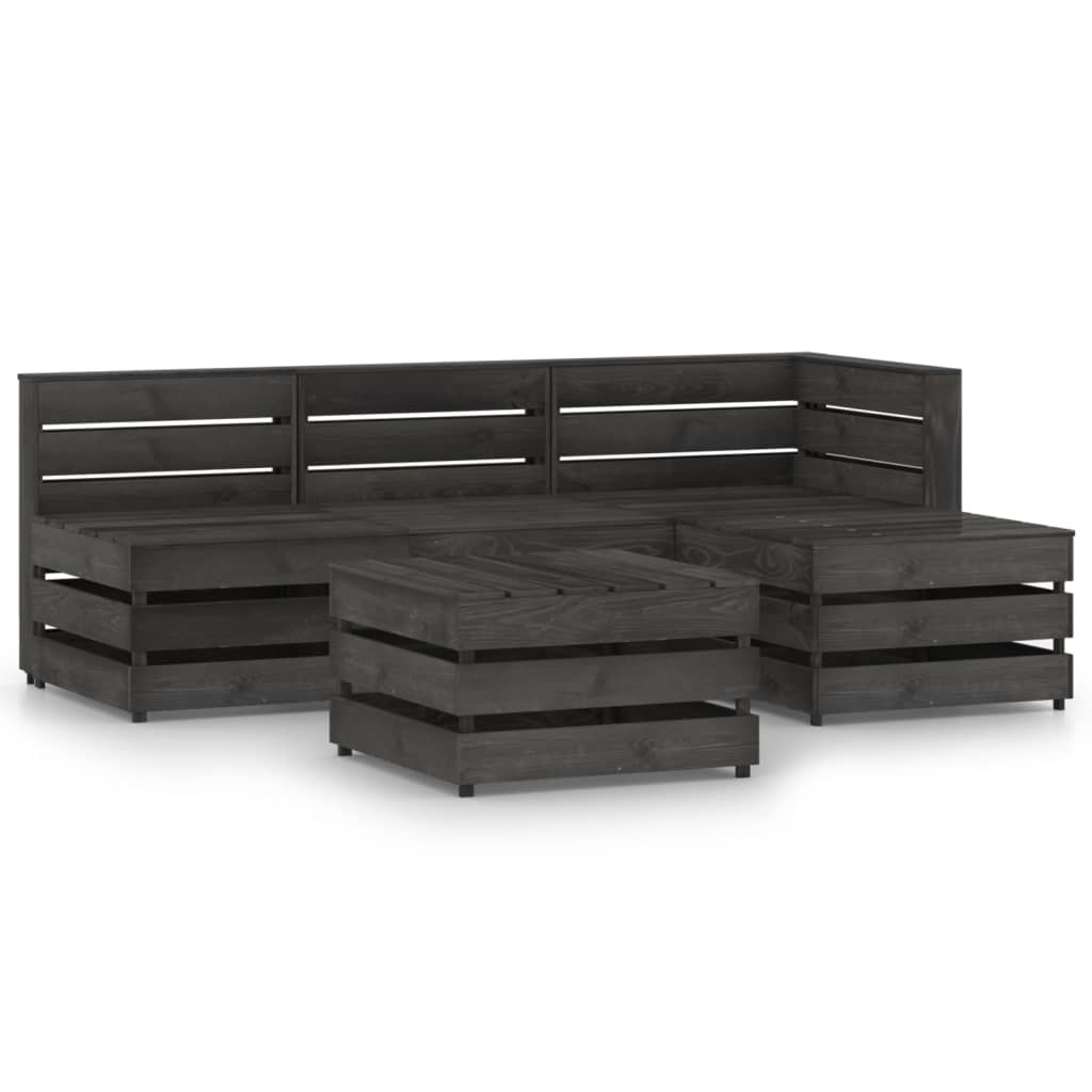 VidaXL 5-delige Loungeset grijs geïmpregneerd grenenhout
