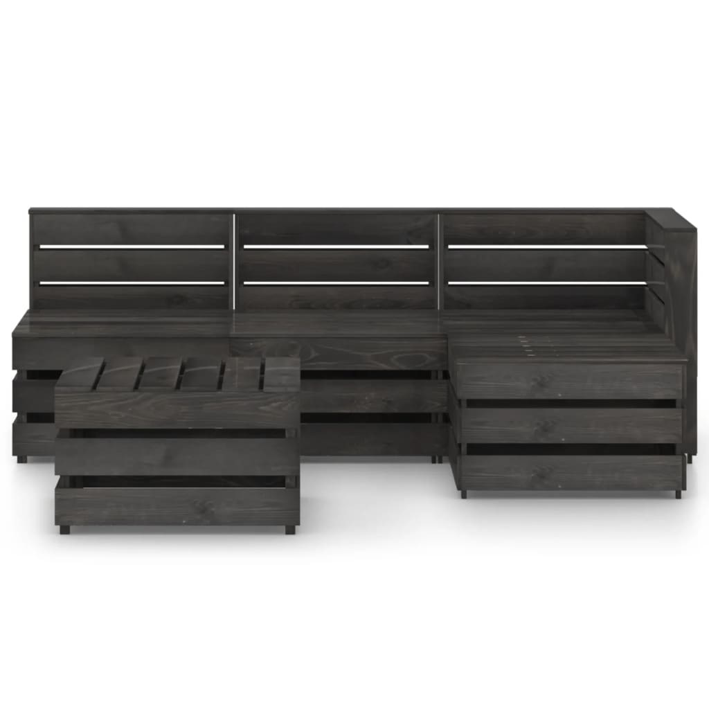 VidaXL 5-delige Loungeset grijs geïmpregneerd grenenhout