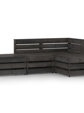 VidaXL 4-delige Loungeset grijs geïmpregneerd grenenhout