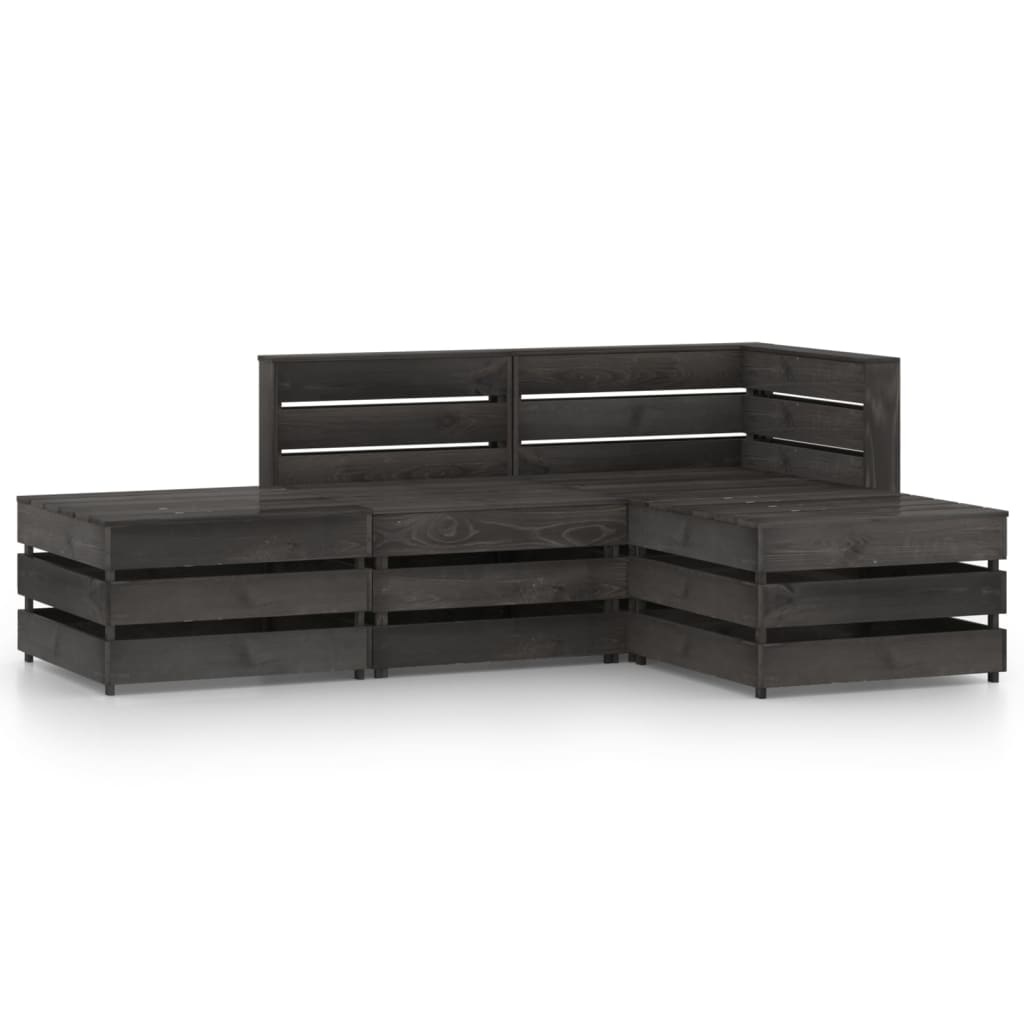 VidaXL 4-delige Loungeset grijs geïmpregneerd grenenhout