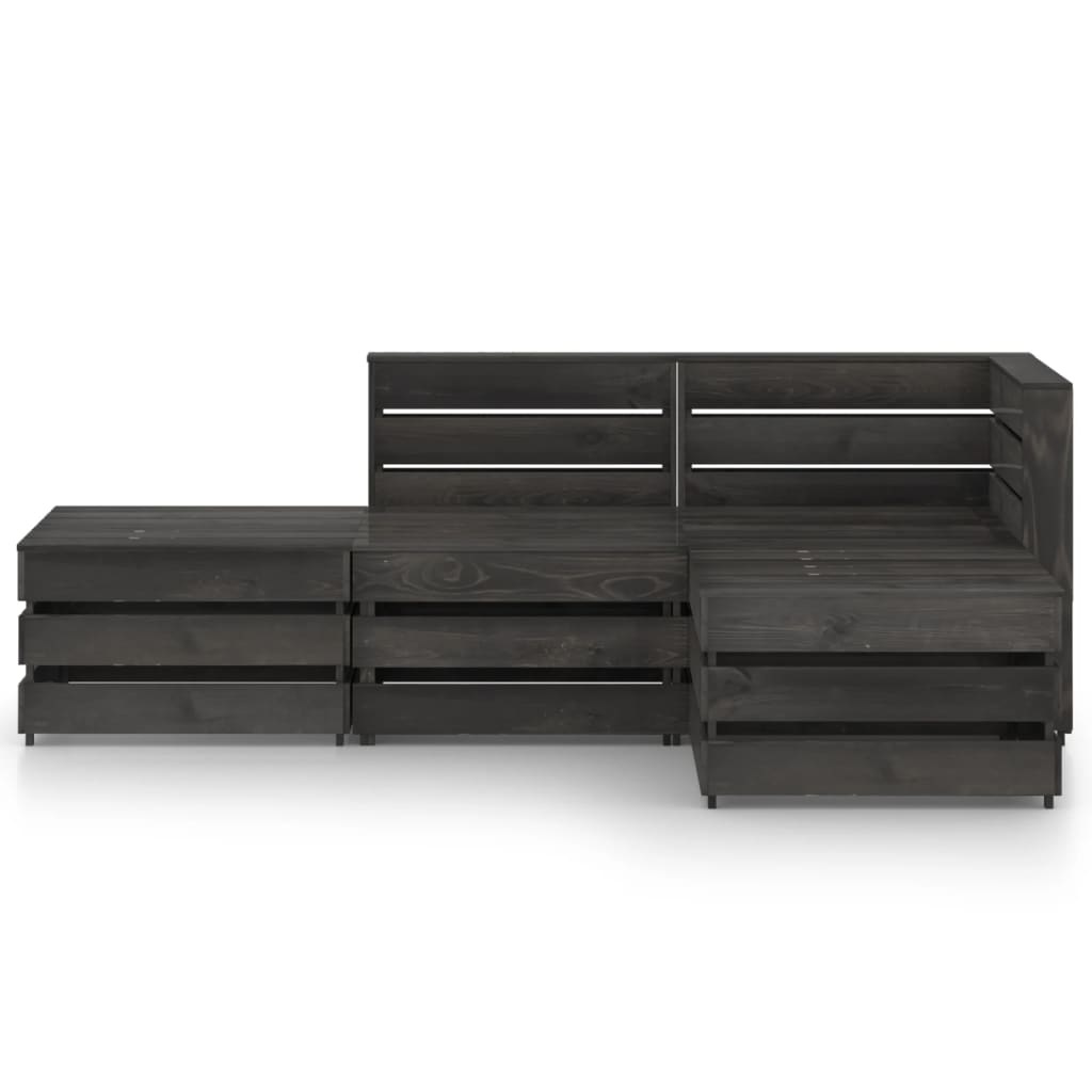 VidaXL 4-delige Loungeset grijs geïmpregneerd grenenhout
