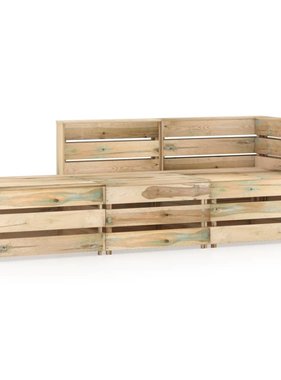 VidaXL 3-delige Loungeset groen geïmpregneerd grenenhout