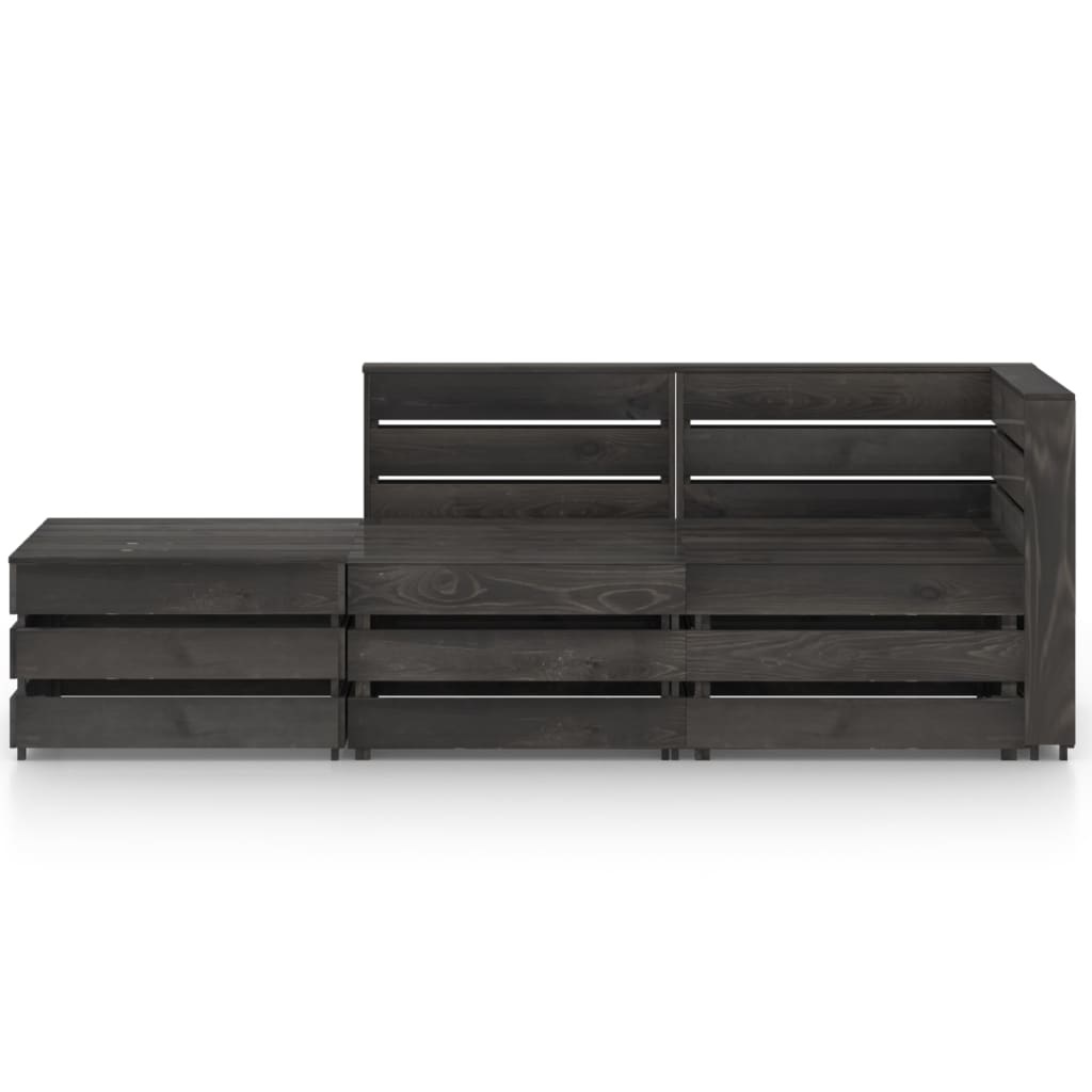 VidaXL 3-delige Loungeset grijs geïmpregneerd grenenhout