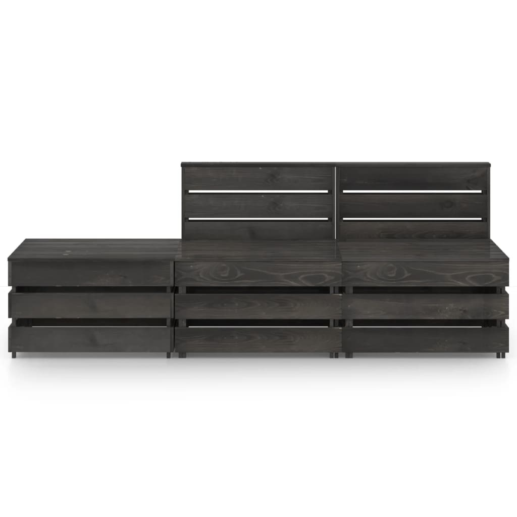 VidaXL 3-delige Loungeset grijs geïmpregneerd grenenhout