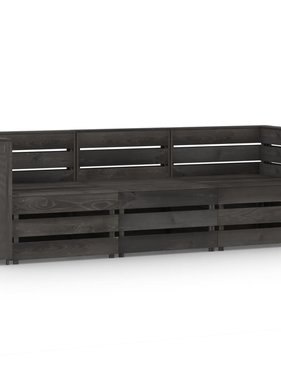 VidaXL Tuinbank 3-zits grijs geïmpregneerd grenenhout