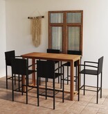 VidaXL 7-delige Tuinbarset zwart