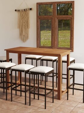 VidaXL 9-delige Tuinbarset met kussens bruin