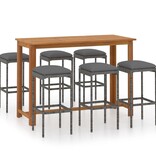 VidaXL 7-delige Tuinbarset met kussens grijs