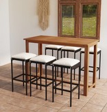 VidaXL 7-delige Tuinbarset met kussens zwart