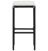 VidaXL 7-delige Tuinbarset met kussens zwart