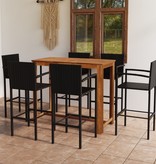 VidaXL 7-delige Tuinbarset zwart