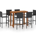 VidaXL 7-delige Tuinbarset zwart
