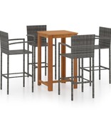 VidaXL 5-delige Tuinbarset grijs