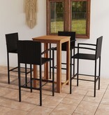 VidaXL 5-delige Tuinbarset zwart