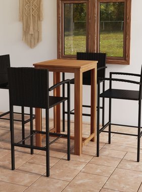 VidaXL 5-delige Tuinbarset zwart