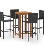 VidaXL 5-delige Tuinbarset zwart