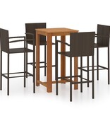 VidaXL 5-delige Tuinbarset bruin