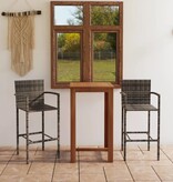 VidaXL 3-delige Tuinbarset grijs