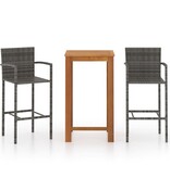 VidaXL 3-delige Tuinbarset grijs