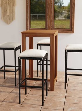 VidaXL 5-delige Tuinbarset met kussens zwart