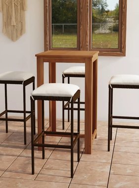 VidaXL 5-delige Tuinbarset met kussens bruin