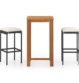 VidaXL 3-delige Tuinbarset met kussens zwart