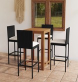 VidaXL 5-delige Tuinbarset met kussens zwart