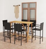 VidaXL 7-delige Tuinbarset zwart