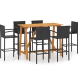 VidaXL 7-delige Tuinbarset zwart