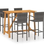 VidaXL 5-delige Tuinbarset grijs