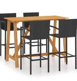 VidaXL 5-delige Tuinbarset zwart