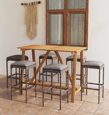 VidaXL 7-delige Tuinbarset met kussens grijs