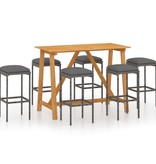 VidaXL 7-delige Tuinbarset met kussens grijs