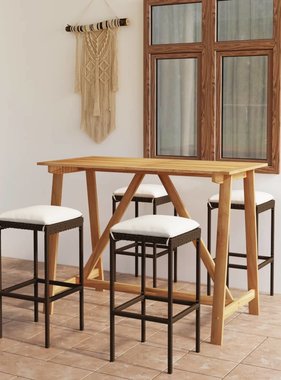 VidaXL 5-delige Tuinbarset met kussens bruin