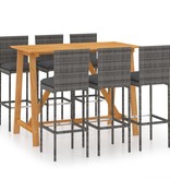 VidaXL 7-delige Tuinbarset met kussens zwart