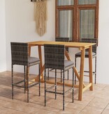 VidaXL 5-delige Tuinbarset met kussens grijs