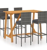 VidaXL 5-delige Tuinbarset met kussens grijs