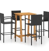 VidaXL 5-delige Tuinbarset zwart