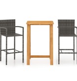 VidaXL 3-delige Tuinbarset grijs