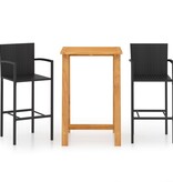 VidaXL 3-delige Tuinbarset zwart