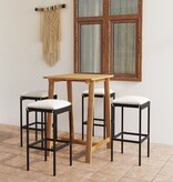 VidaXL 5-delige Tuinbarset met kussens zwart