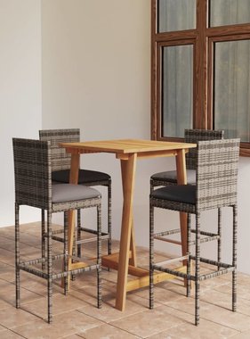 VidaXL 5-delige Tuinbarset met kussens grijs