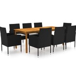 VidaXL 9-delige Tuinset zwart