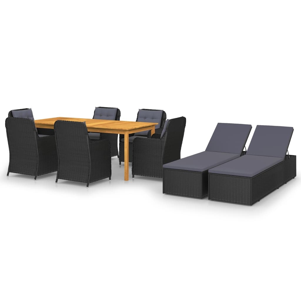 VidaXL 9-delige Tuinset zwart