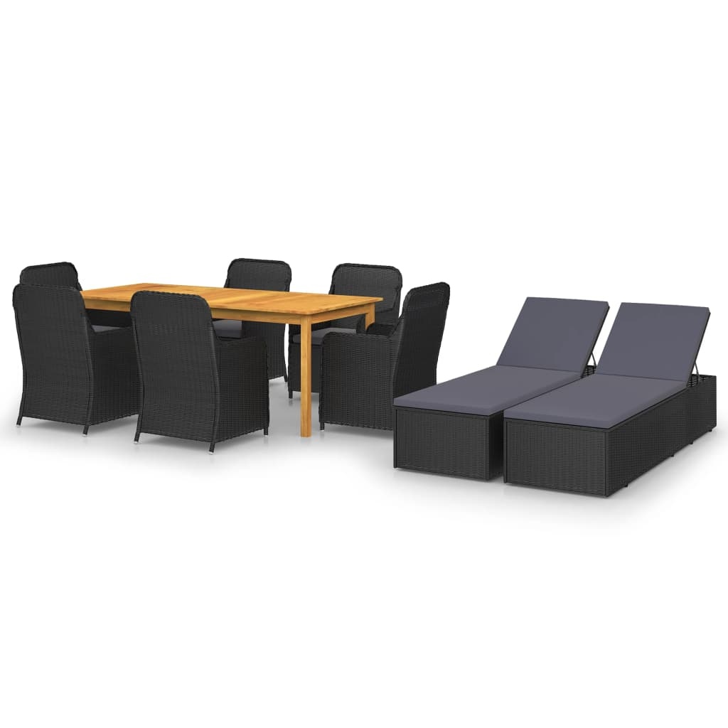 VidaXL 9-delige Tuinset zwart