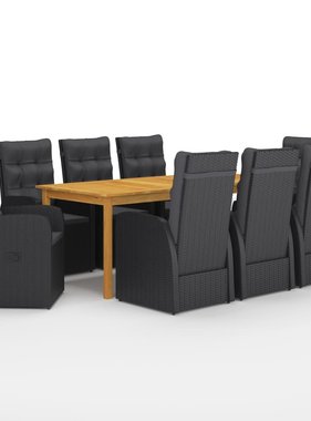 VidaXL 9-delige Tuinset zwart